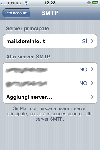 Selezione SMTP server